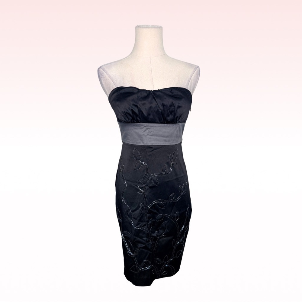 FOREVER 21 Strapless Satin Beaded Embellished Mini Dress (Sz S)